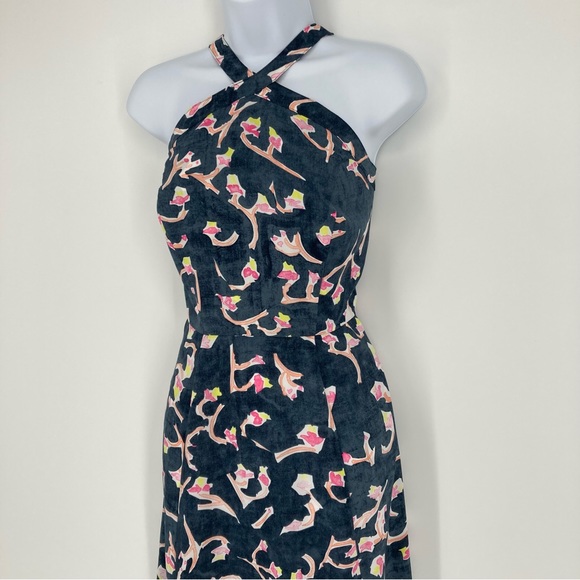 CAbi Aurora Maxi Length Dress Halter Smocked Adjustable Straps Pockets Print 6 - Picture 7 of 13